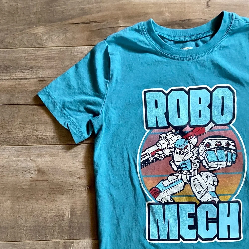 OshKosh Boys Blue Teal Originals Graphic Robo Mech Tee Shirt